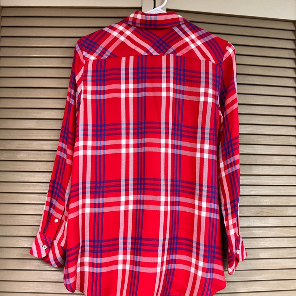 Talbots Vibrant Red and Blue Plaid Shirt - Picture 2 of 8